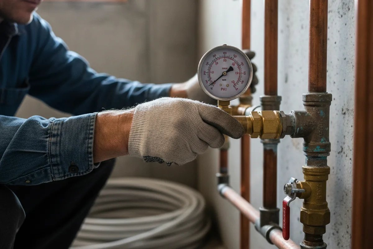 Pressure testing a repaired line during Water Line Repair in Harpster